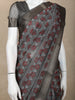 Black and Maroon Floral Woven Design Chanderi Cotton Saree with Zari Woven Border
