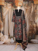Black and Maroon Geometric Printed Cotton Salwar Suit with Dupatta