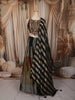 Black and Metalic Olive Gold Floral Sequins Embroidered Design Tissue Silk Lehenga With Dupatta