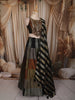 Black and Metalic Olive Gold Floral Sequins Embroidered Design Tissue Silk Lehenga With Dupatta
