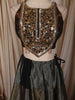 Black and Metalic Olive Gold Floral Sequins Embroidered Design Tissue Silk Lehenga With Dupatta