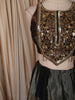 Black and Metalic Olive Gold Floral Sequins Embroidered Design Tissue Silk Lehenga With Dupatta