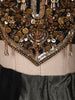 Black and Metalic Olive Gold Floral Sequins Embroidered Design Tissue Silk Lehenga With Dupatta