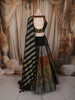 Black and Metalic Olive Gold Floral Sequins Embroidered Design Tissue Silk Lehenga With Dupatta