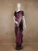 Black and Purple Kalamkari Printed Design Chanderi Cotton Saree with Contrast Zari Border