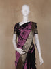Black and Purple Kalamkari Printed Design Chanderi Cotton Saree with Contrast Zari Border