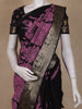 Black and Purple Kalamkari Printed Design Chanderi Cotton Saree with Contrast Zari Border