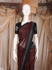 Black and Red Butta Printed Design Chiffon Saree with Contrast Black Border