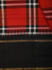 Black and Ruby Red Checked Woven Design Pure Kanchipuram Silk Saree with Contrast Zari Border