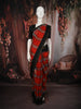 Black and Ruby Red Checked Woven Design Pure Kanchipuram Silk Saree with Contrast Zari Border
