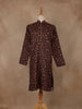 Black Floral Printed Cotton Kurta for Men