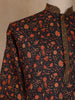 Black Floral Printed Cotton Kurta for Men