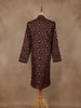 Black Floral Printed Cotton Kurta for Men
