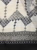 Black and White Abstract Printed Design Chiffon Saree with Contrast Black Pattern Border