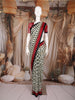 Black and White Abstract Printed Design Chiffon Saree with Contrast Maroon Border