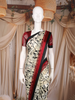 Black and White Abstract Printed Design Chiffon Saree with Contrast Maroon Pattern Border