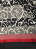 Black and White Floral Printed Design Chiffon Saree with Contrast Maroon Border