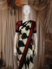Black and White Geometric Printed Design Chiffon Saree with Contrast Maroon Border