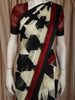 Black and White Geometric Printed Design Chiffon Saree with Contrast Maroon Border