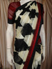 Black and White Geometric Printed Design Chiffon Saree with Contrast Maroon Border