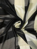 Black and White Striped Printed Design Chiffon Saree with Contrast Border