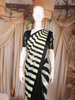 Black and White Striped Printed Design Chiffon Saree with Contrast Border