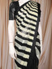 Black and White Striped Printed Design Chiffon Saree with Contrast Border