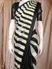 Black and White Striped Printed Design Chiffon Saree with Contrast Border