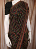 Black with Multicolor Floral Printed Design Chanderi Cotton Saree