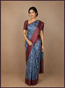 Blue Abstract Designed Chanderi Cotton Saree