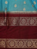 Blue Butta Designed Art Silk Saree With Contrast Border