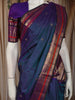 Blue Butta Zari Woven Design Pure Kanchipuram Silk Saree With Contrast Varisai Pattu Border