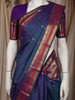 Blue Butta Zari Woven Design Pure Kanchipuram Silk Saree With Contrast Varisai Pattu Border
