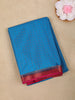 Blue Checked Design Mysore Silk Saree With Contrast Pink Zari Border
