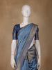 Blue Checked Design Tissue Silk Saree - Diadem
