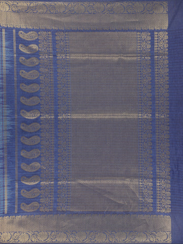 Blue Checked Design Tissue Silk Saree - Diadem