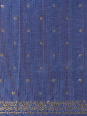 Blue Checked Design Tissue Silk Saree - Diadem