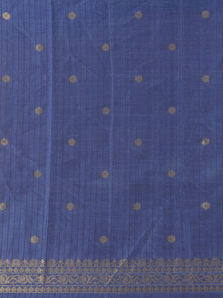 Blue Checked Design Tissue Silk Saree - Diadem