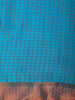 Blue Checks Woven Mysore Silk Saree With Contrast Copper Zari Border