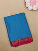 Blue Checks Woven Mysore Silk Saree With Contrast Pink Zari Border