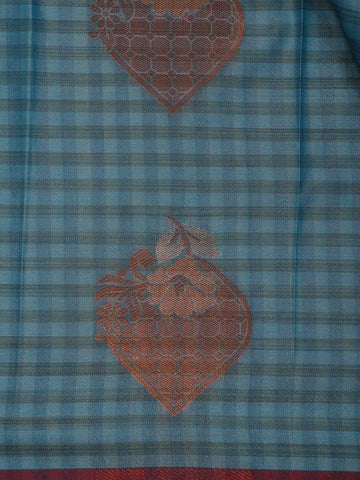 Blue Checks Woven Soft Silk Saree - Diadem