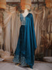 Blue Floral And Thread Work Design Organza Party Wear Gown
