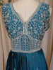 Blue Floral And Thread Work Design Organza Party Wear Gown