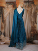 Blue Floral And Thread Work Design Organza Party Wear Gown