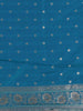 Blue Floral Design Semi Banarasi Saree