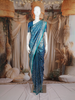 Blue Floral Design Semi Banarasi Saree