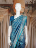 Blue Floral Design Semi Banarasi Saree