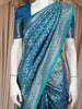 Blue Floral Design Semi Banarasi Saree