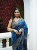 Blue Floral Designed Chiffon Saree - Diadem