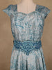 Blue Floral Designed Crepe Gown